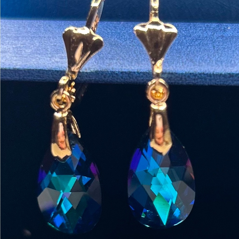 Blue and gold fashion earrings New